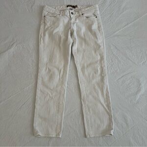 Paige Venice Ankle White Jeans Denim Straight Stretchy Low Rise Distress Size 26
